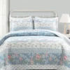 Lush Decor Blue Floral & Stripe Cotton Reversible Quilt Set -Home Store 810596029