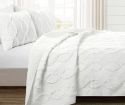 Lush Decor Avon White Ruffled Helix Pattern Quilt Set 16 Lush Decor Avon White Ruffled Helix Pattern Quilt Set -Home Store 810596040 1