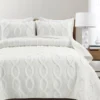 Lush Decor Avon White Ruffled Helix Pattern Quilt Set -Home Store 810596040