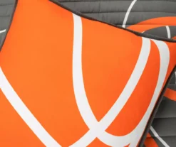 Charcoal & Orange Basketball Reversible Twin 4-Piece Quilt Set -Home Store 810596042 5