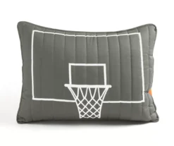 Charcoal & Orange Basketball Reversible Twin 4-Piece Quilt Set -Home Store 810596042 6