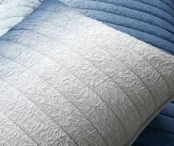 Navy & Gray Crinkle Ombre Full/Queen 3-Piece Quilt Set -Home Store 810596079 4