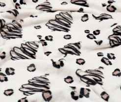 Thalia White & Brown Leopard Print Swirl Throw, (50" X 70") -Home Store 810598123 1 A8