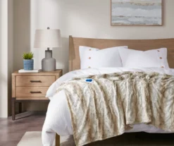 Marselle Stripe Faux Fur Heated Throw, (50" X 70") -Home Store 810598129 1