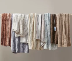 Marselle Stripe Faux Fur Heated Throw, (50" X 70") -Home Store 810598131 7