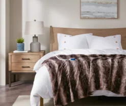 Marselle Stripe Faux Fur Heated Throw, (50" X 70") -Home Store 810598132 1