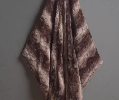 Marselle Stripe Faux Fur Heated Throw, (50" X 70") -Home Store 810598132 2