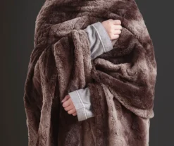 Marselle Stripe Faux Fur Heated Throw, (50" X 70") -Home Store 810598132 3