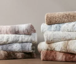 Marselle Stripe Faux Fur Heated Throw, (50" X 70") -Home Store 810598132 6