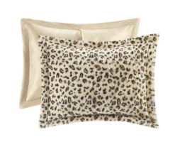 Marselle Brown & Black Leopard Print Faux Fur King 4-Piece Comforter Set -Home Store 810598172 810598173 3