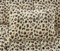 Marselle Brown & Black Leopard Print Faux Fur King 4-Piece Comforter Set -Home Store 810598172 810598173 7