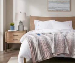 Marselle Stripe Faux Fur Heated Throw, (50" X 70") -Home Store 810598187 1