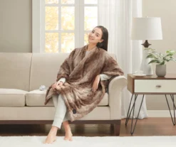 Marselle Faux Fur Heated Wrap, (50" X 64") -Home Store 810598189 2