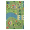 Green & Blue Train Tracks Play Area Rug, (5' X 8')