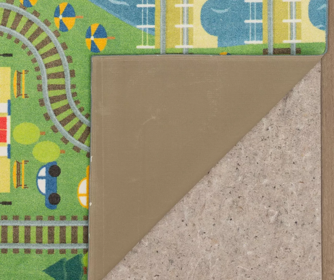 Green & Blue Train Tracks Play Area Rug, (5' X 8') 8 Green & Blue Train Tracks Play Area Rug, (5' X 8') - Image 6