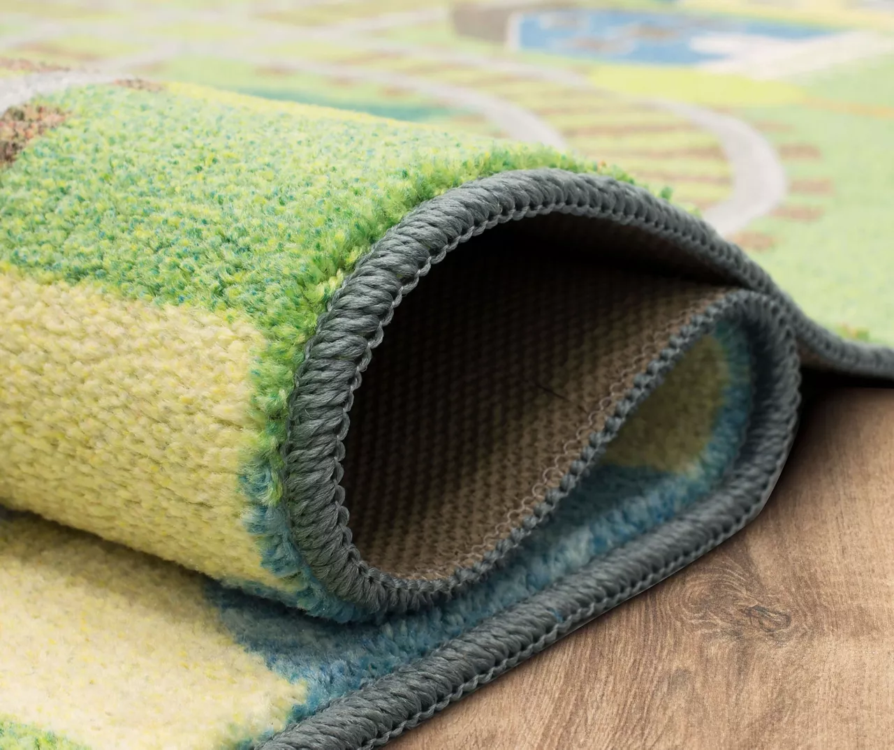 Green & Blue Train Tracks Play Area Rug, (5' X 8') 11 Green & Blue Train Tracks Play Area Rug, (5' X 8') - Image 9