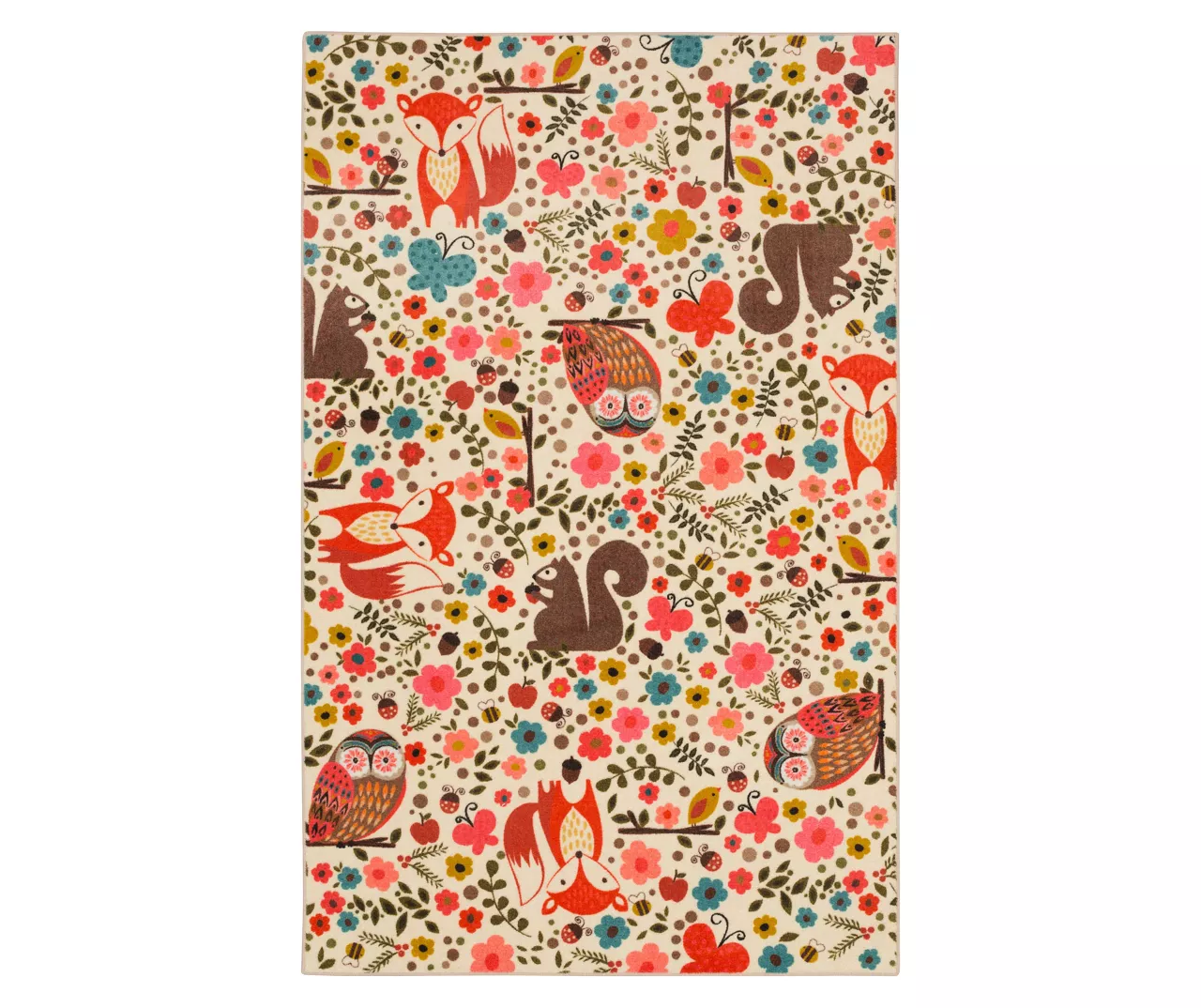 Enchanted Forest Beige & Coral Area Rug, (5' X 8') 3 Enchanted Forest Beige & Coral Area Rug, (5' X 8')