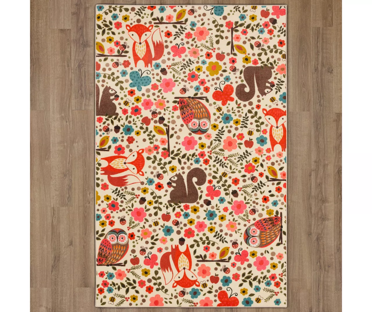 Enchanted Forest Beige & Coral Area Rug, (5' X 8') 4 Enchanted Forest Beige & Coral Area Rug, (5' X 8') - Image 2