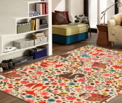 Enchanted Forest Beige & Coral Area Rug, (5' X 8') 18 Enchanted Forest Beige & Coral Area Rug, (5' X 8') -Home Store 810599751 A0 4