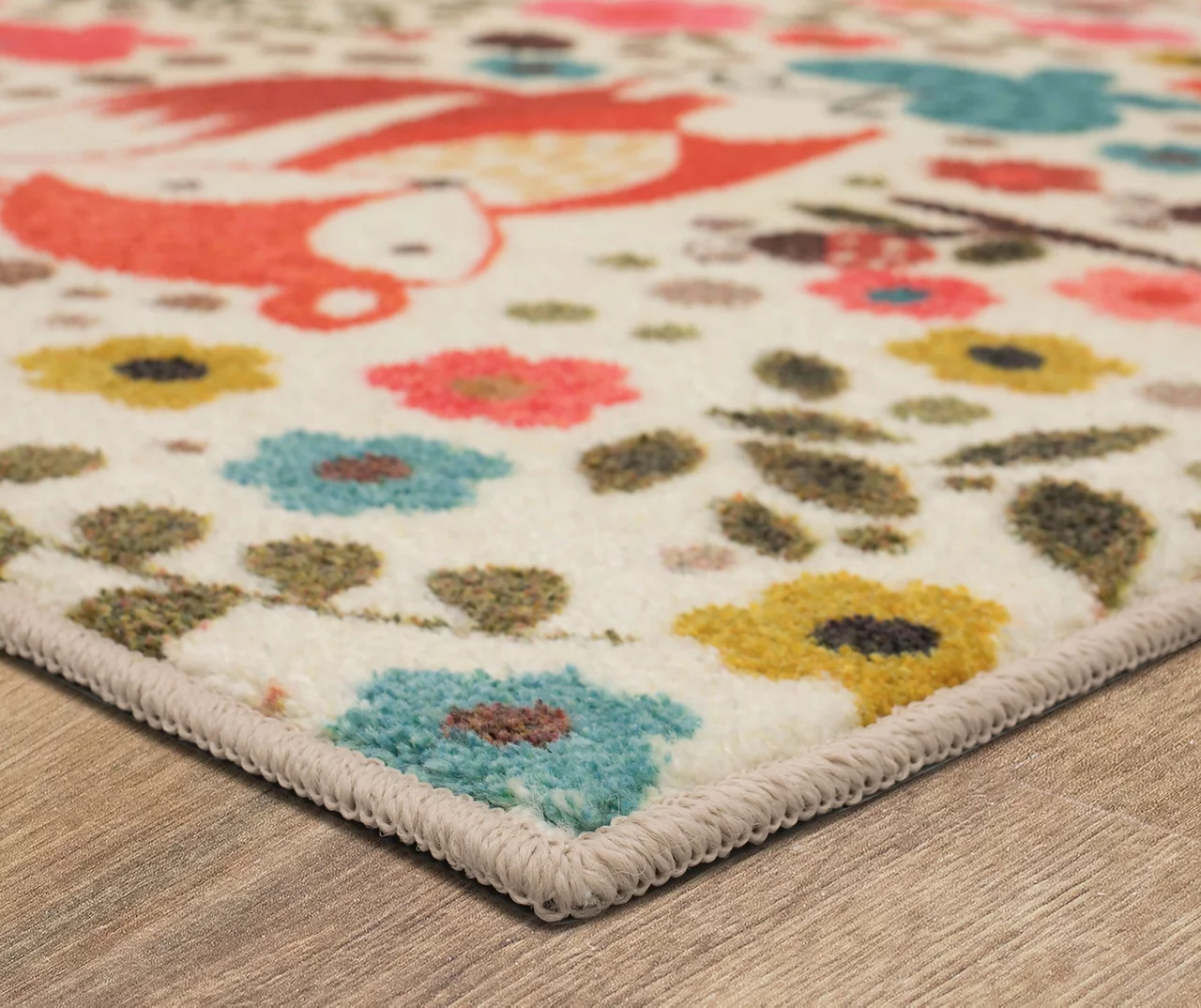 Enchanted Forest Beige & Coral Area Rug, (5' X 8') 5 Enchanted Forest Beige & Coral Area Rug, (5' X 8') - Image 3
