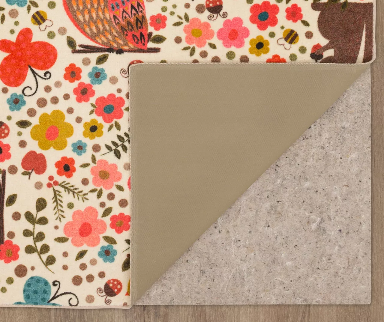 Enchanted Forest Beige & Coral Area Rug, (5' X 8') 6 Enchanted Forest Beige & Coral Area Rug, (5' X 8') - Image 4