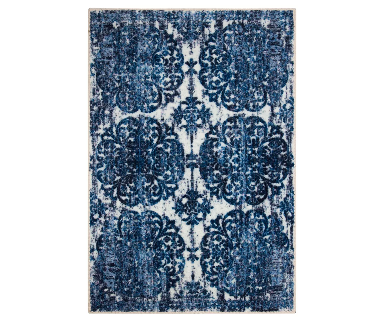 Portgate Cream & Blue Medallion Area Rug, (2' X 3') 3 Portgate Cream & Blue Medallion Area Rug, (2' X 3')