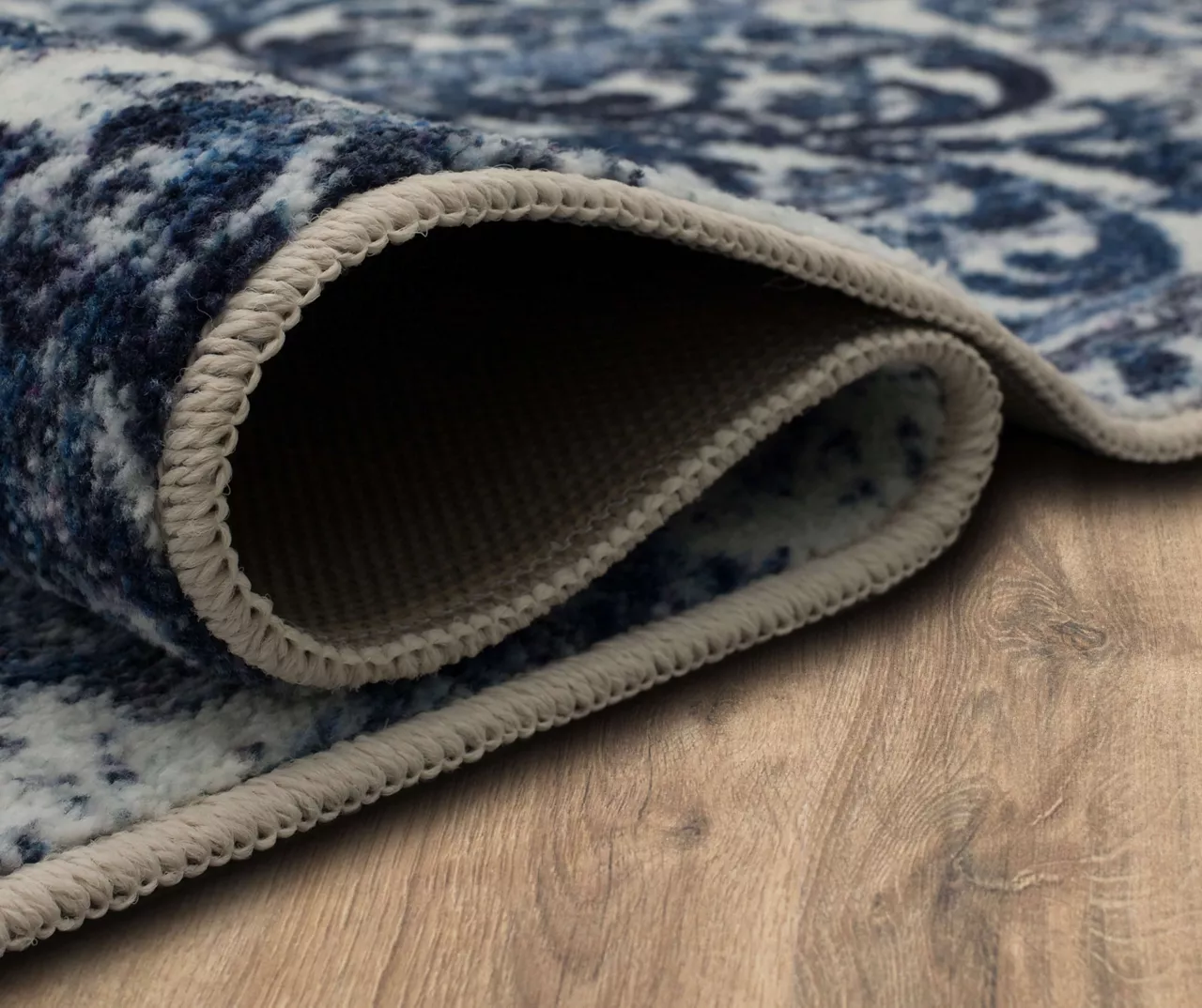 Portgate Cream & Blue Medallion Area Rug, (2' X 3') 9 Portgate Cream & Blue Medallion Area Rug, (2' X 3') - Image 7