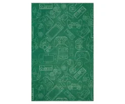 In Control Green & White Area Rug, (8' X 10')