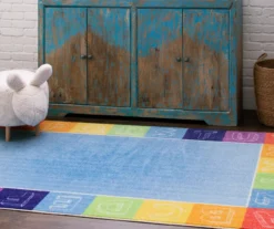 Blue & Rainbow Alphabet Border Area Rug, (5' X 8') -Home Store 810599927 A0 3