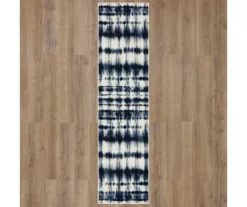 Renly Navy & White Abstract Tie-Dye Area Rug, (2' X 8') -Home Store 810600276 A0 2