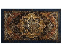 Eason Brown & Navy Ornamental Accent Rug, (20" X 34")