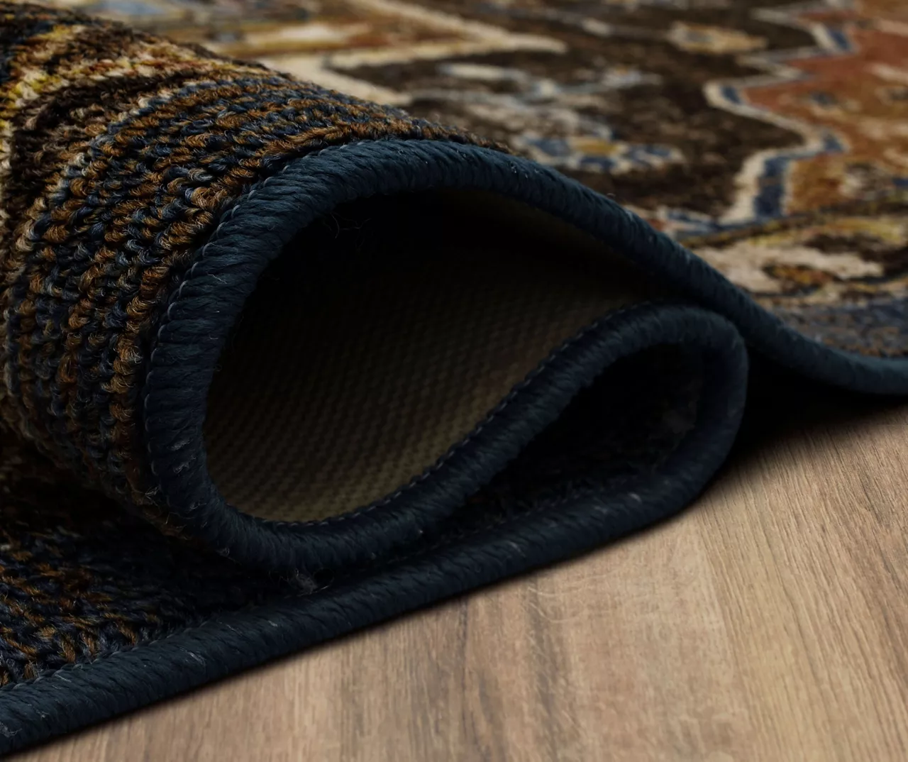 Eason Brown & Navy Ornamental Accent Rug, (20" X 34") 10 Eason Brown & Navy Ornamental Accent Rug, (20" X 34") - Image 8