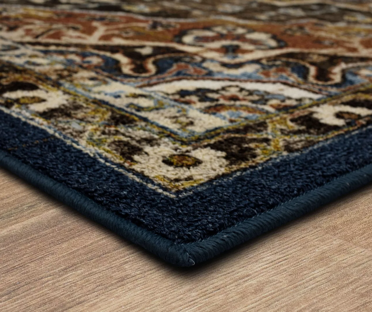 Eason Brown & Navy Ornamental Area Rug, (7.5' X 10') 4 Eason Brown & Navy Ornamental Area Rug, (7.5' X 10') - Image 2