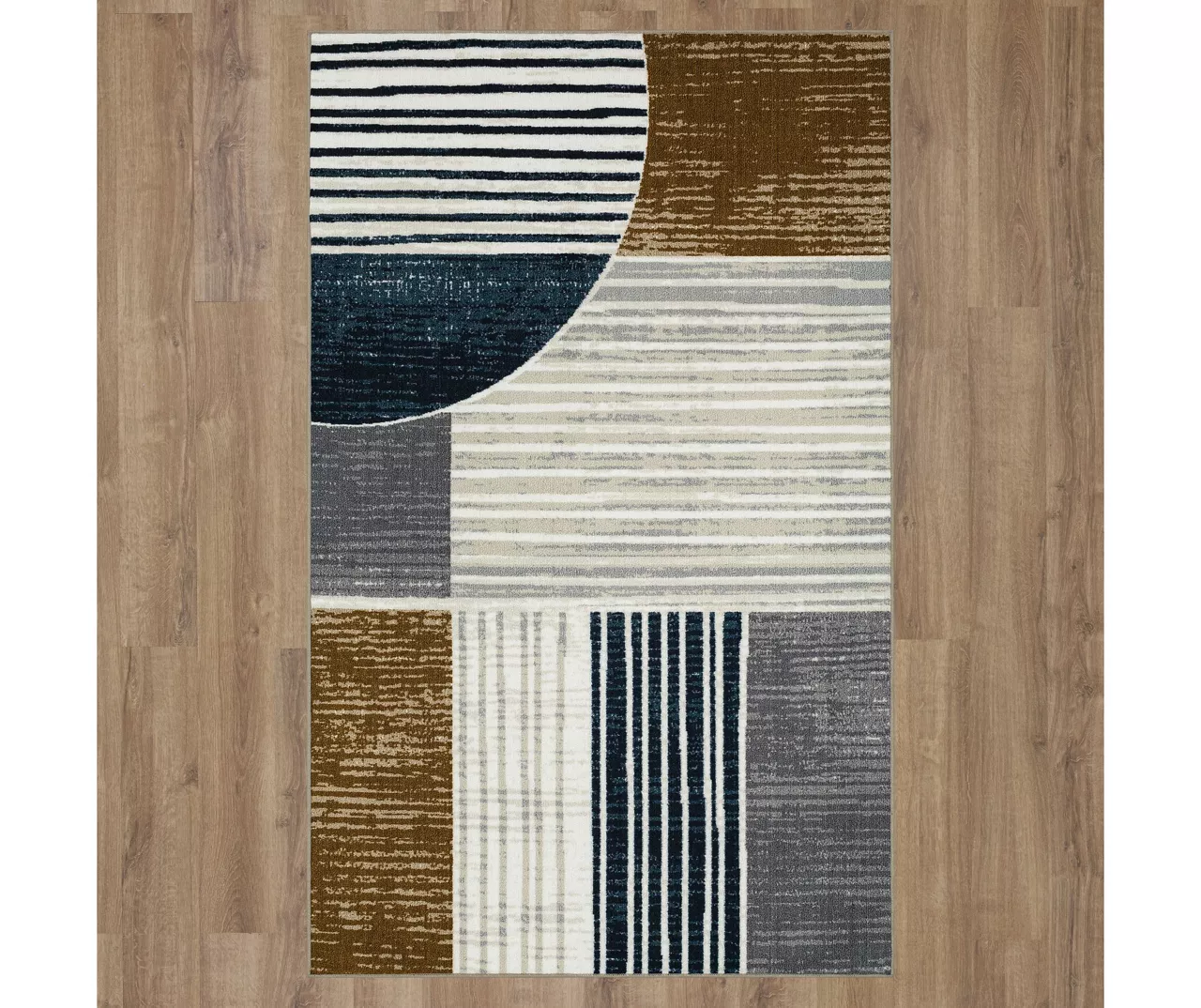 Rain Creek Blue & Brown Line Geometric Area Rug, (5' X 8') 4 Rain Creek Blue & Brown Line Geometric Area Rug, (5' X 8') - Image 2