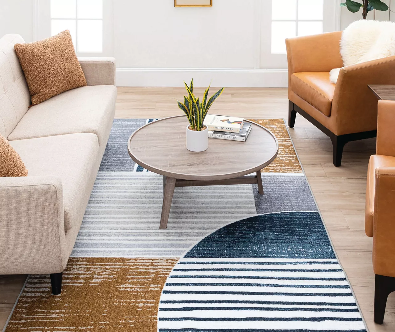 Rain Creek Blue & Brown Line Geometric Area Rug, (5' X 8') 7 Rain Creek Blue & Brown Line Geometric Area Rug, (5' X 8') - Image 5