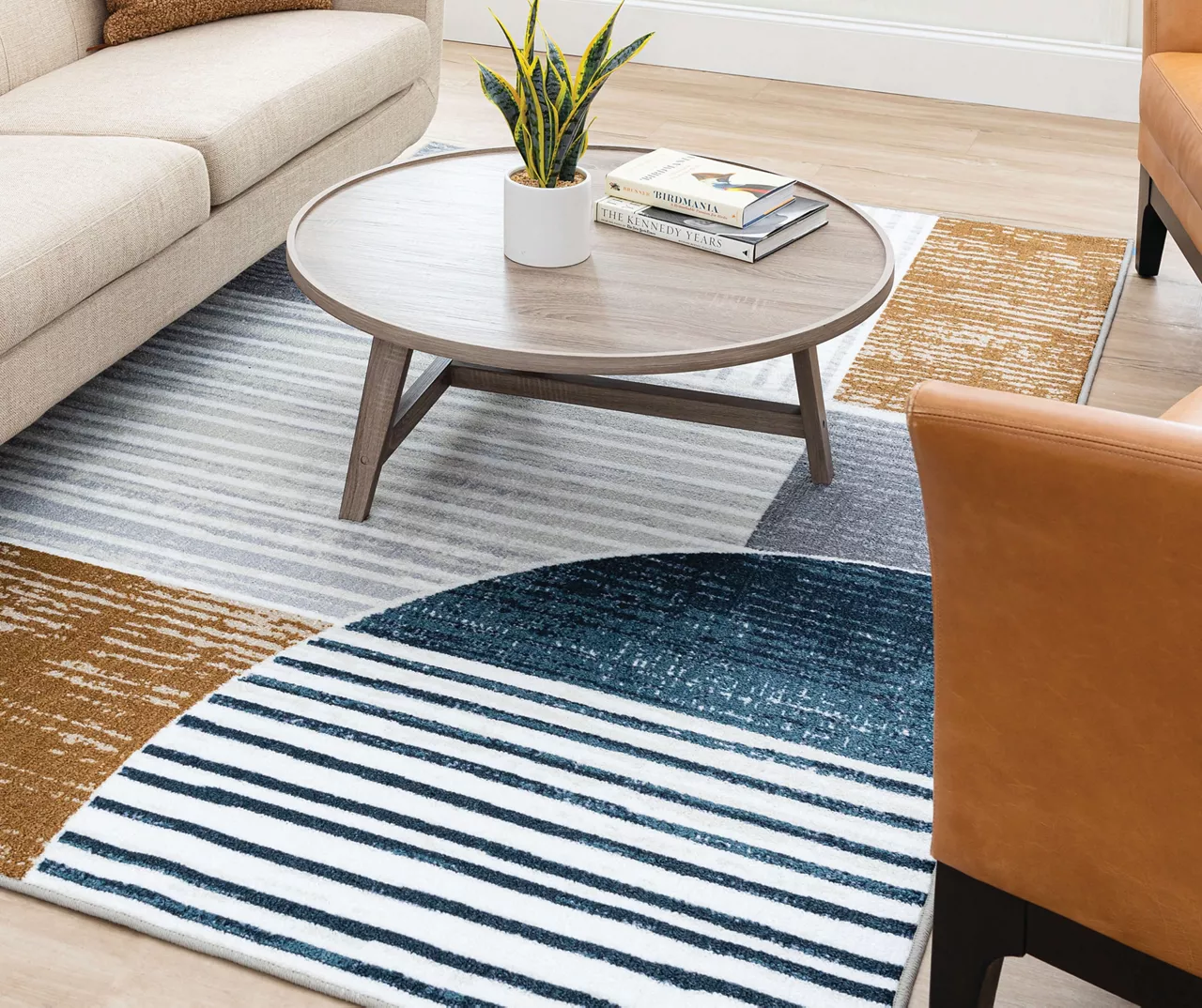 Rain Creek Blue & Brown Line Geometric Area Rug, (5' X 8') 10 Rain Creek Blue & Brown Line Geometric Area Rug, (5' X 8') - Image 8