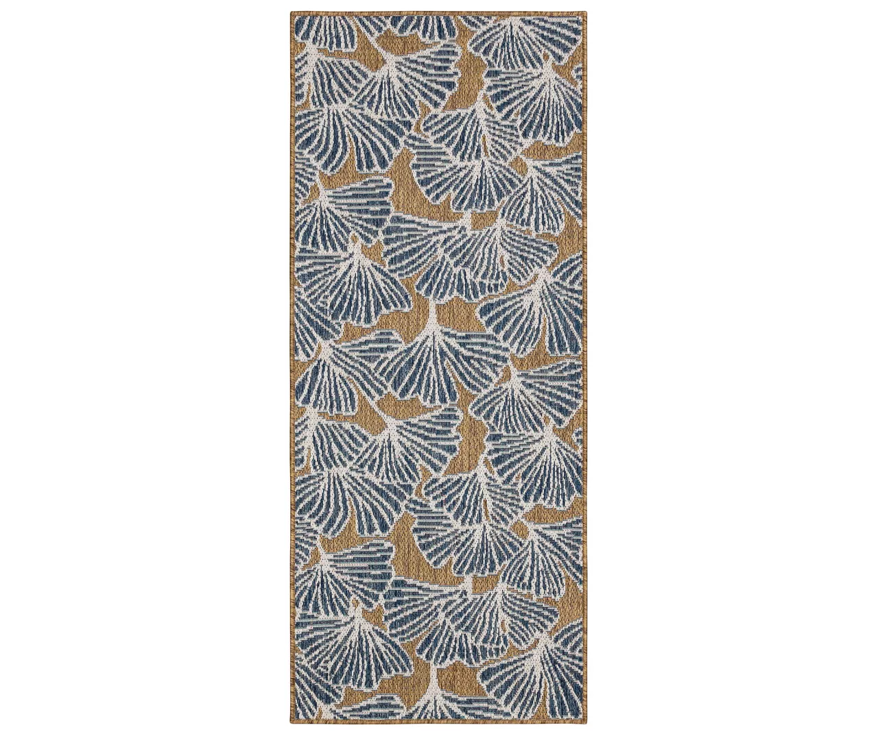Treasured Garden Navy & Brown Botanical Outdoor Area Rug, (2.5' X 6') 3 Treasured Garden Navy & Brown Botanical Outdoor Area Rug, (2.5' X 6')