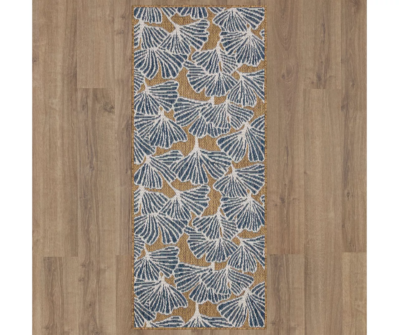 Treasured Garden Navy & Brown Botanical Outdoor Area Rug, (2.5' X 6') 5 Treasured Garden Navy & Brown Botanical Outdoor Area Rug, (2.5' X 6') - Image 3