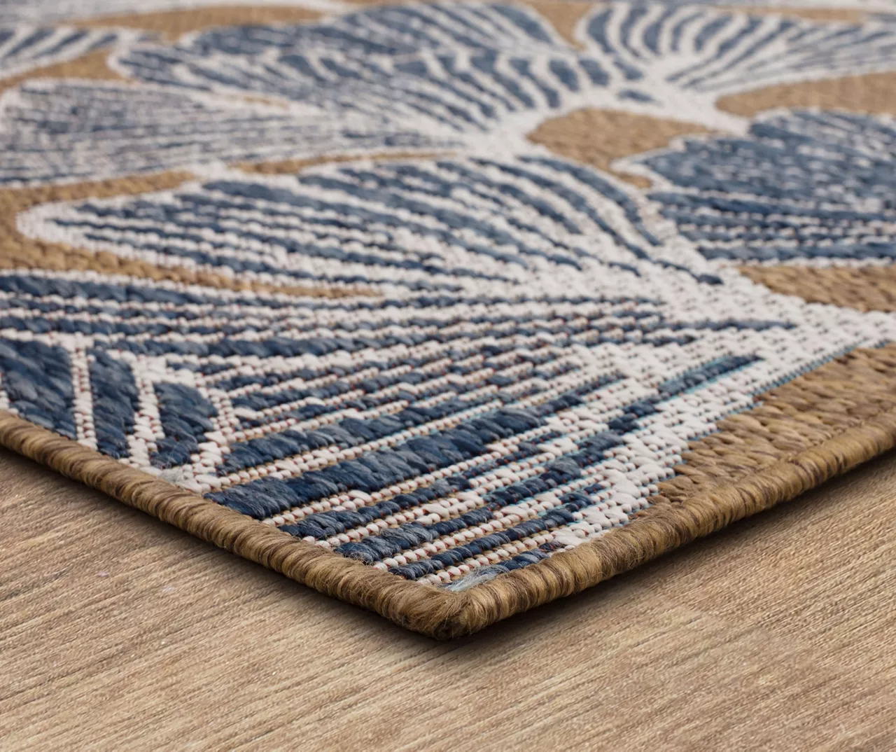 Treasured Garden Navy & Brown Botanical Outdoor Area Rug, (2.5' X 6') 4 Treasured Garden Navy & Brown Botanical Outdoor Area Rug, (2.5' X 6') - Image 2