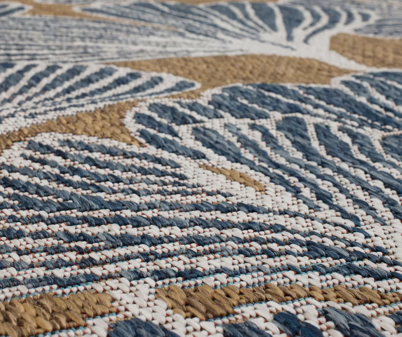 Treasured Garden Navy & Brown Botanical Outdoor Area Rug, (2.5' X 6') 8 Treasured Garden Navy & Brown Botanical Outdoor Area Rug, (2.5' X 6') - Image 6