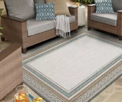 Panama Light Gray & Turquoise Geo-Bordered Outdoor Area Rug, (5' 3" X 7.5') 15 Panama Light Gray & Turquoise Geo-Bordered Outdoor Area Rug, (5' 3" X 7.5') -Home Store 810600372 A0 3