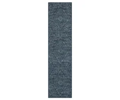 Blue & White Geometric Diamond Area Rug, (2' X 8')