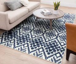 Oreille Navy & White Ikat Area Rug, (5' X 8') 18 Oreille Navy & White Ikat Area Rug, (5' X 8') -Home Store 810600467 A0 4