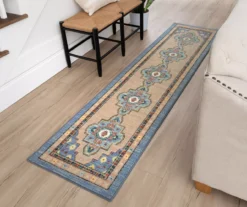 Coeus Blue & Peach Ornamental Area Rug, (2' X 8') 15 Coeus Blue & Peach Ornamental Area Rug, (2' X 8') -Home Store 810600468 A0 3