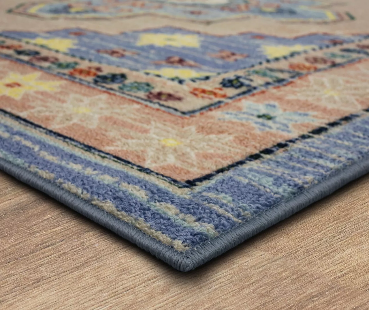 Coeus Blue & Peach Ornamental Area Rug, (2' X 8') 4 Coeus Blue & Peach Ornamental Area Rug, (2' X 8') - Image 2