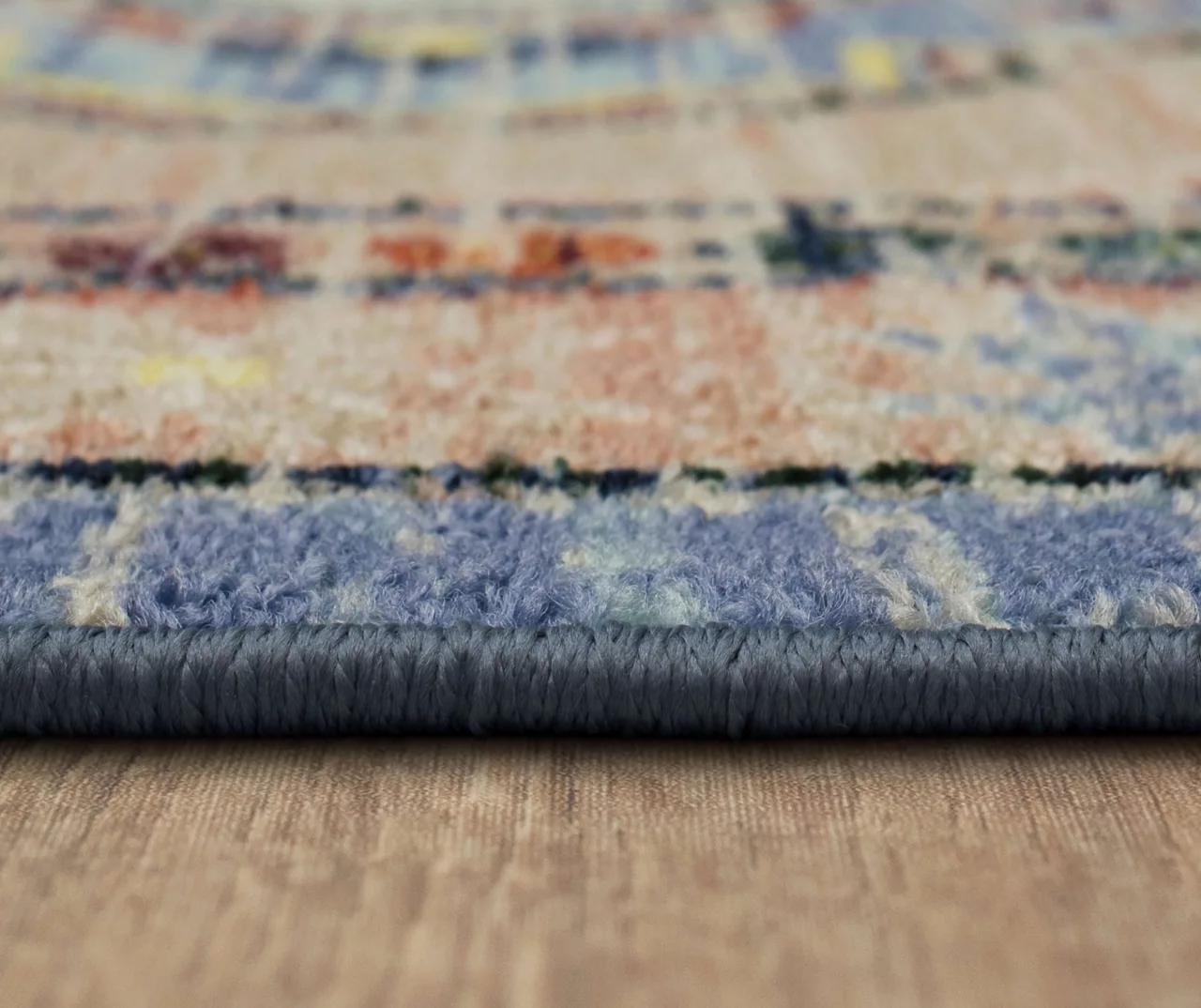 Coeus Blue & Peach Ornamental Area Rug, (2' X 8') 9 Coeus Blue & Peach Ornamental Area Rug, (2' X 8') - Image 7