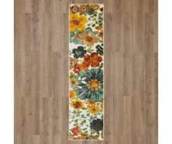 White, Green & Orange Blossoms Area Rug, (2' X 6') 12 White, Green & Orange Blossoms Area Rug, (2' X 6') -Home Store 810600500 A0 2