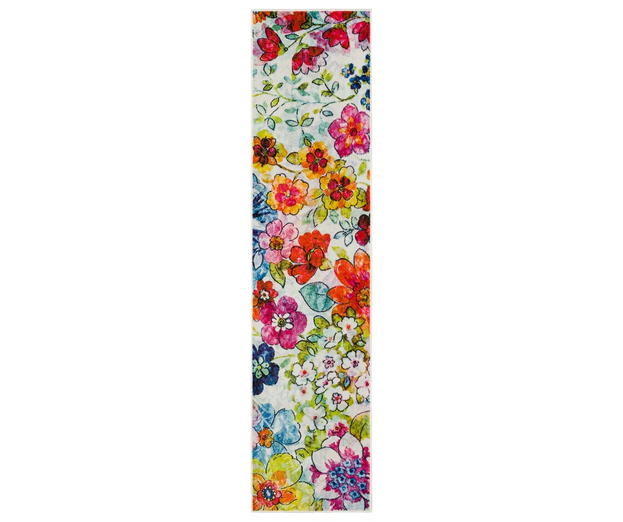 White, Yellow & Red Blossoms Area Rug, (2' X 8') 3 White, Yellow & Red Blossoms Area Rug, (2' X 8')