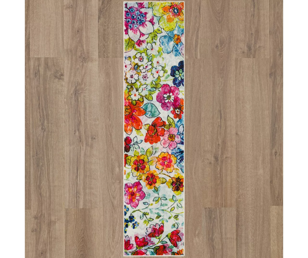 White, Yellow & Red Blossoms Area Rug, (2' X 8') 6 White, Yellow & Red Blossoms Area Rug, (2' X 8') - Image 4