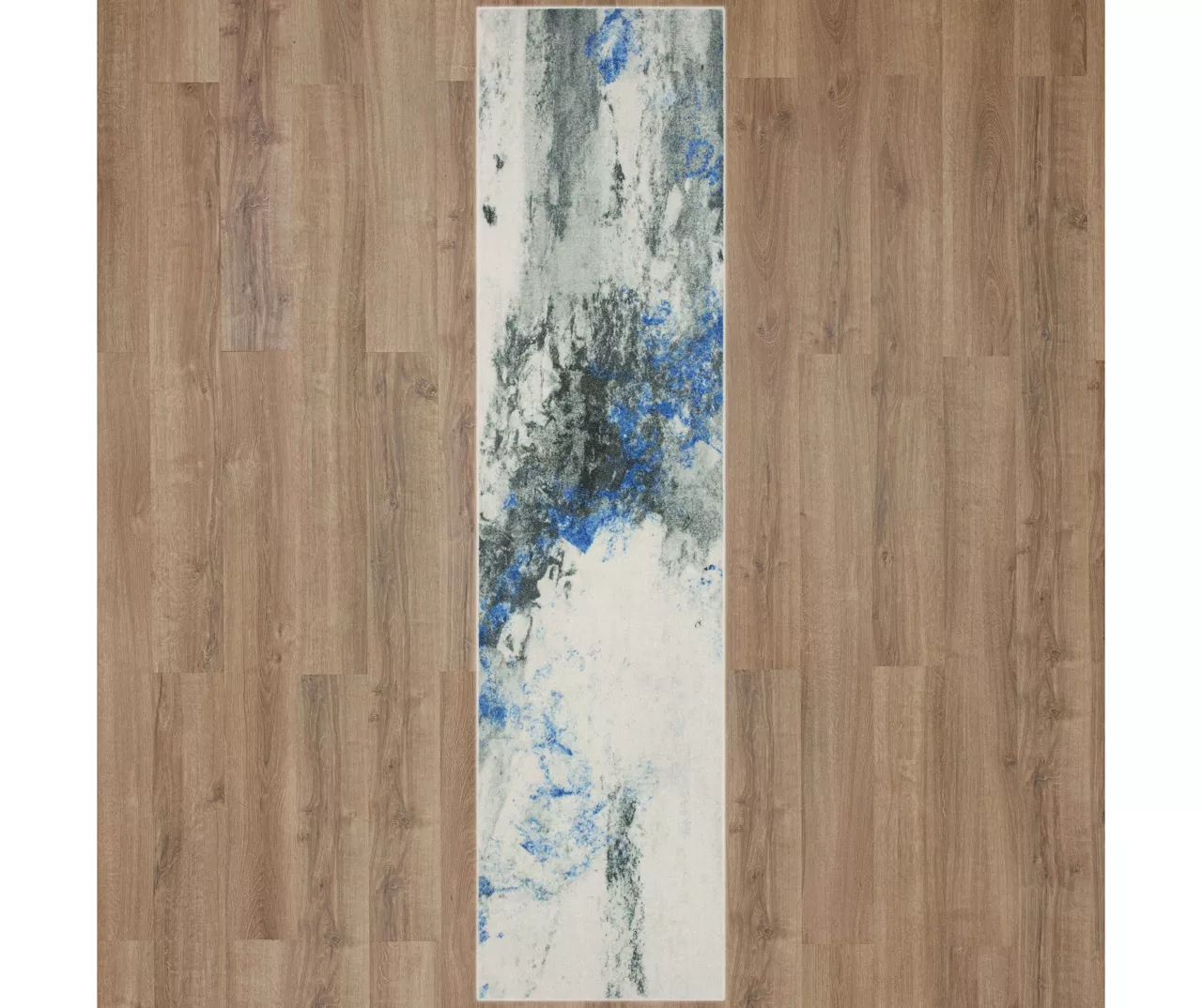 Gold Vein Gray & Blue Abstract Area Rug, (2' X 8') 3 Gold Vein Gray & Blue Abstract Area Rug, (2' X 8')